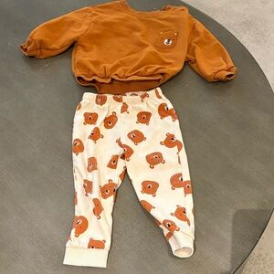 Cat & Jack Baby cotton Neutral bear 2 pc set sweatshirt sweatpants 18-24 Months